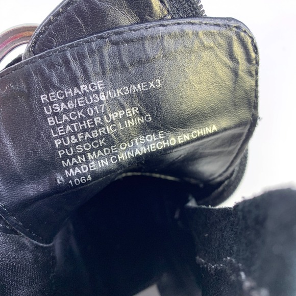 Steve Madden Recharge Leather Boots Womens Sz 6 Black Buckle Moto Studded Bootie - Picture 4 of 16